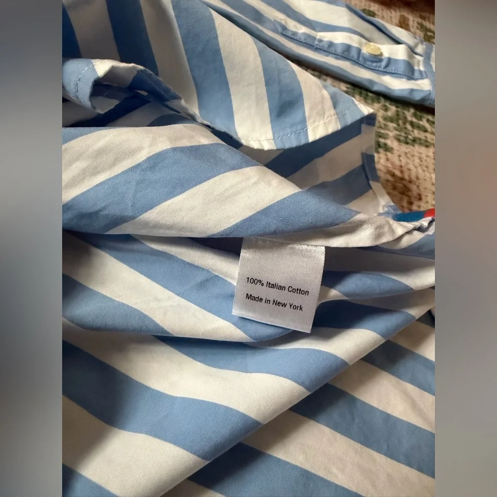 KULE The Hutton Shirt White & Blue Striped Button Down Long Sleeve Cotton, XS - Picture 10 of 11